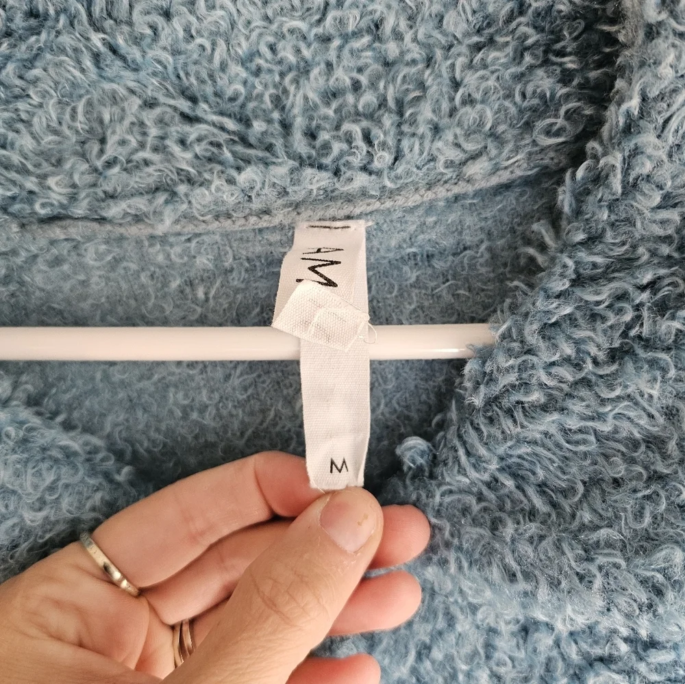 AMADI x Anthropologie Danika Fuzzy Teddy Sky Jacket Coat - Picture 7 of 11